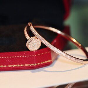 Cartier nail bracelet with diamonds in rose gold